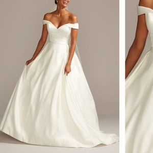 Davids Bridal Off-Shoulder Satin Wedding dress size 6